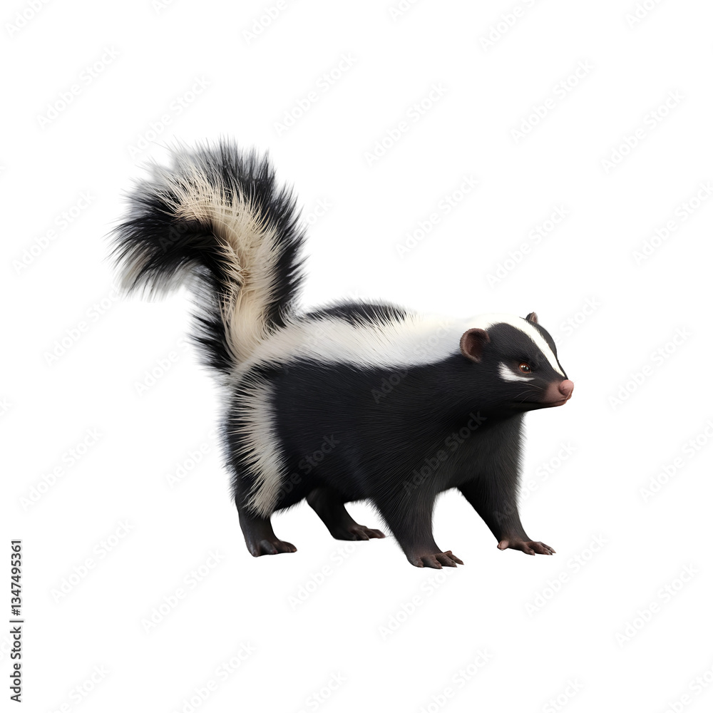 Naklejka premium Graceful & Detailed: A Realistic Skunk in Focus