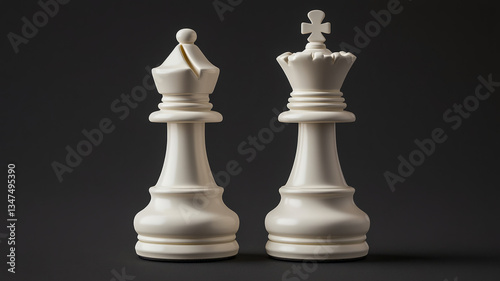 Wallpaper Mural White chess king and queen on a dark background. Torontodigital.ca