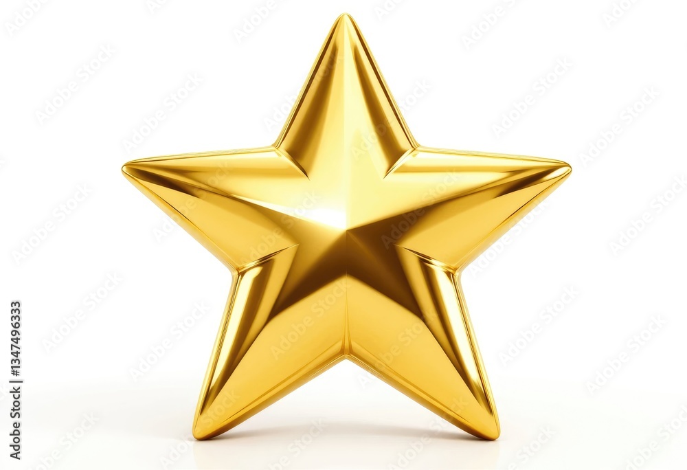 Golden Star Object on White Background Symbolizing Success and Achievement Golden Star Object on White Background Symbolizing Success and Achievement