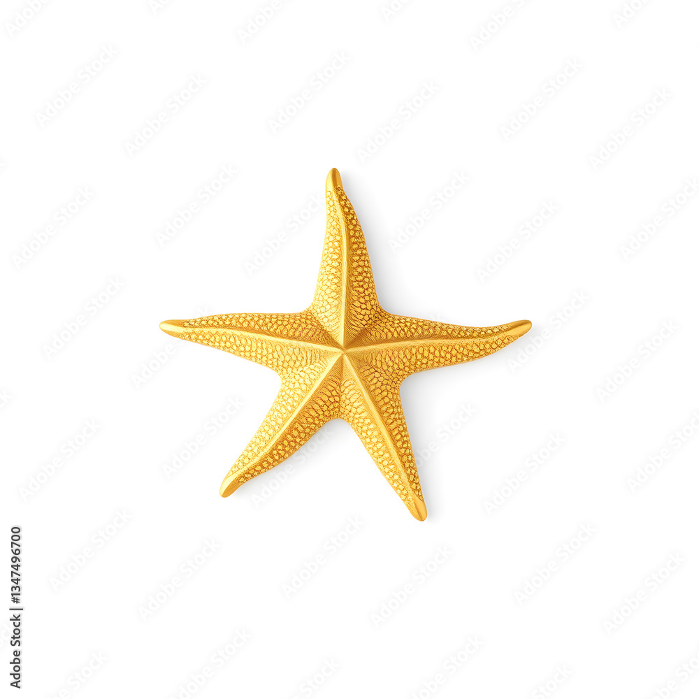 Gold starfish isolated on white background. Trendy fashion style. Minimal design art. 3d illustration. Generative AI Gold starfish isolated on white background. Trendy fashion style. Minimal design art. 3d illustration. Generative AI