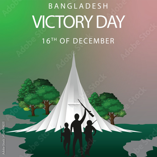 Bangladesh Victory Day 16 December War Memorial Vector Illustration
