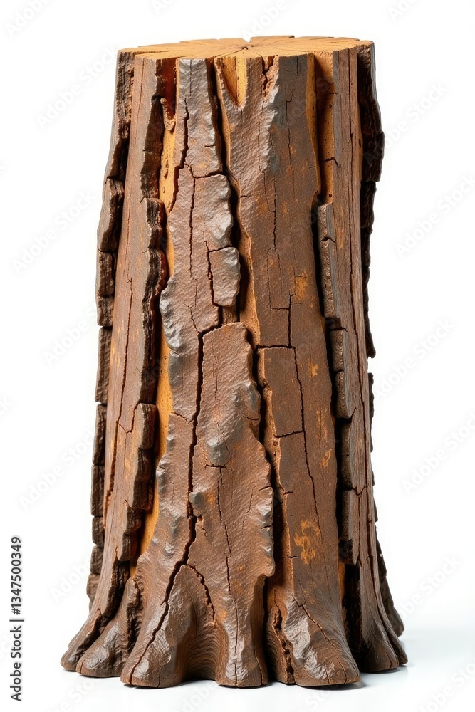 Naklejka premium Isolated piece of bark with veins on white background, isolated, bark