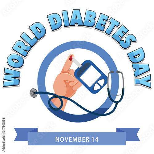 World Diabetes Day Illustration with Glucose Test and Stethoscope