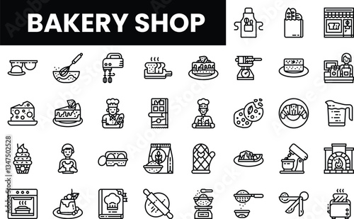 An array of bakery shop icons for professionals and enthusiasts.