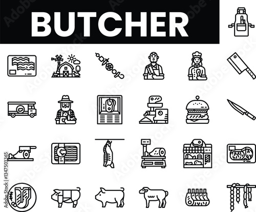 Illustrative icons related to butchery and meat processing.