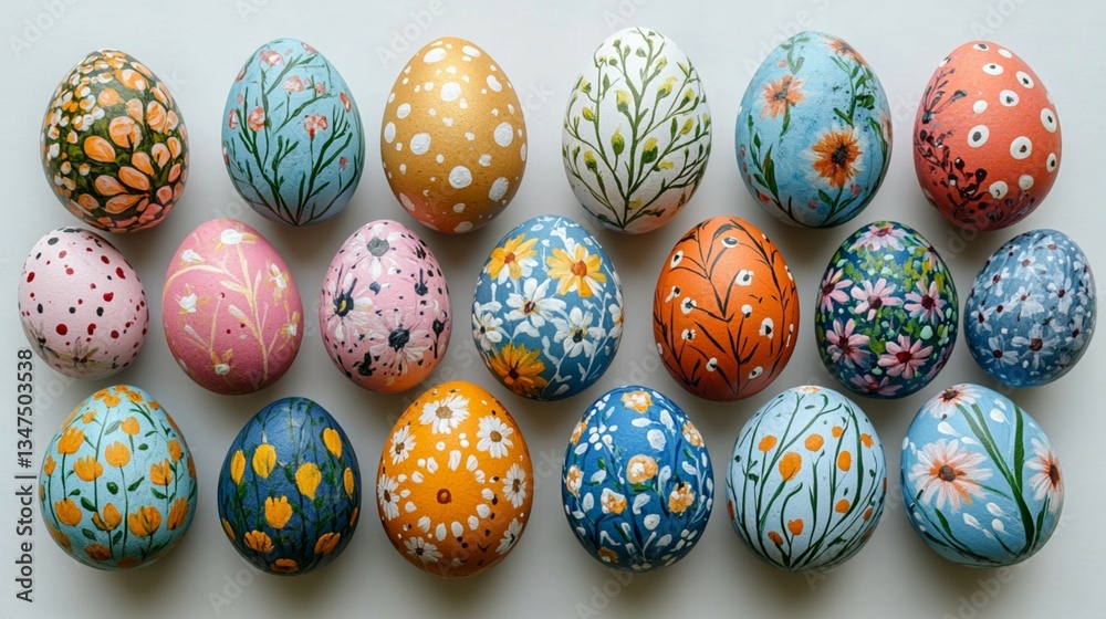 Easter Eggs on a White Background 