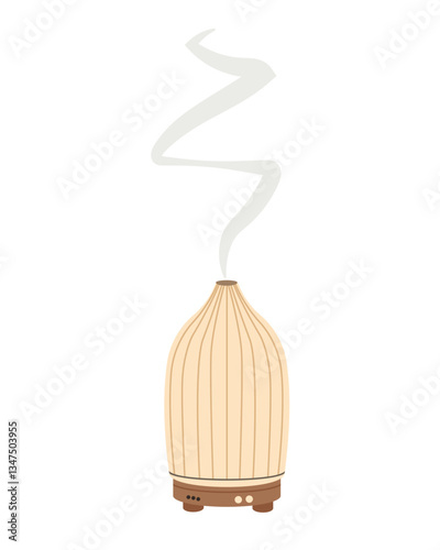Natural aroma diffuser or air humidifier. Meditation Item. Ultrasonic home microclimate cleaner, healthy humidity. For poster invitation flyer banner, social media, advertising