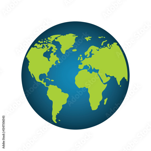 Round World Map Globe Icon Silhouette Vector on a white background
