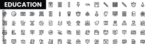A collection of educational icons showcasing various learning tools and subjects.