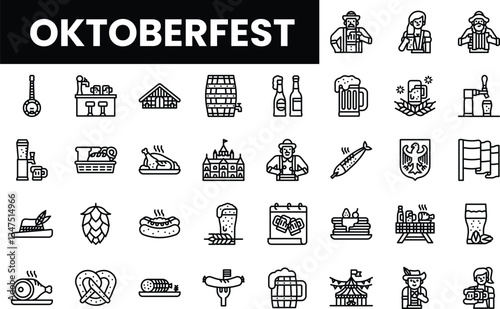 Illustrative icons representing Oktoberfest festivities and traditions.