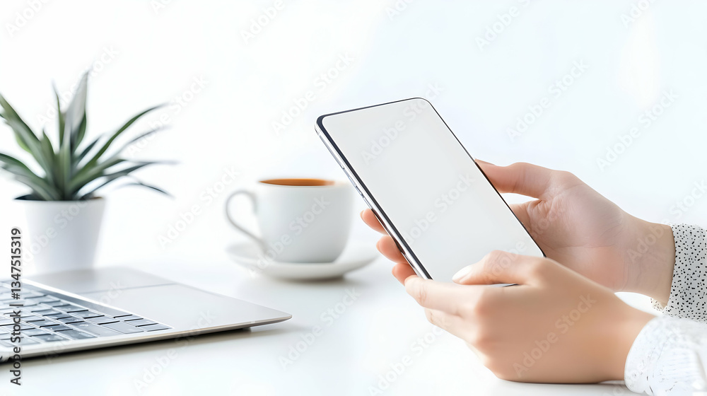Woman Using Tablet In Modern Office Setting Woman Using Tablet In Modern Office Setting