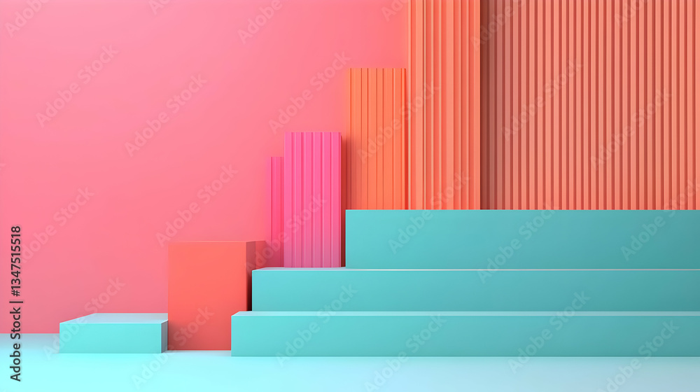 Fototapeta premium Abstract Geometric Steps In Pastel Colors