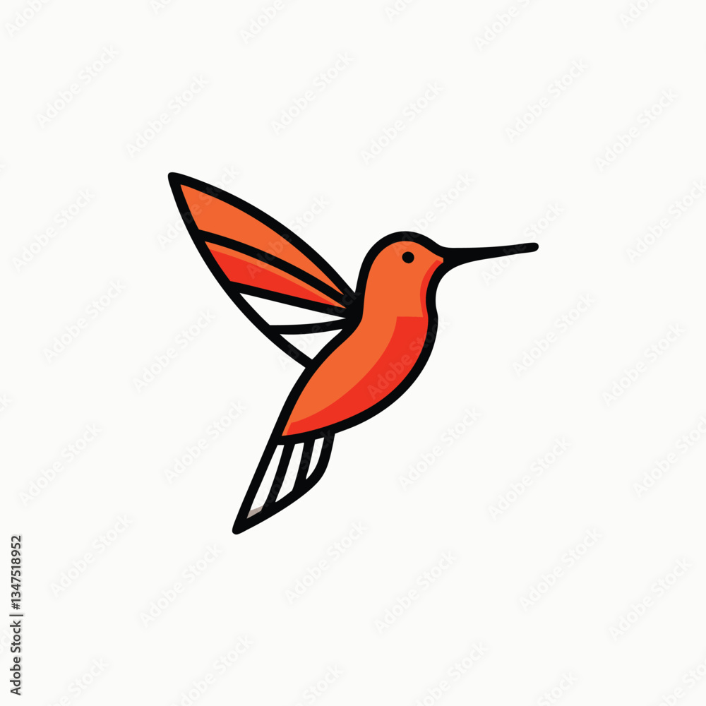 Obraz premium Black Color Hummingbird Silhouette Vector Illustration Solid White Background minimal Vector Hand Drawn Illustration Isolated On Transparent Background