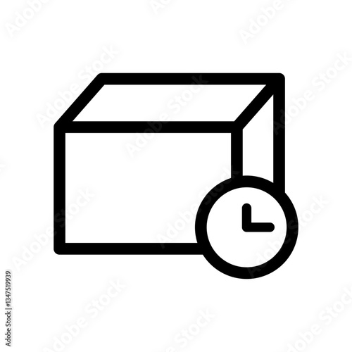 time-sensitive delivery box icon - flat stroke icon for apps and websites, ideal for logistics, scheduling, shipment tracking, and time management solutions
