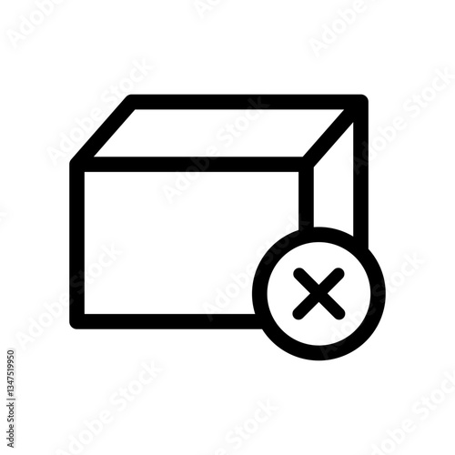 cube icon with X mark for package restrictions, unavailable items, or logistic limitations visuals
