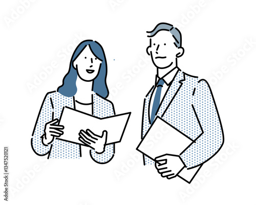 man and woman-Business person with documents - man and woman - upper body clipboard vector illustration
