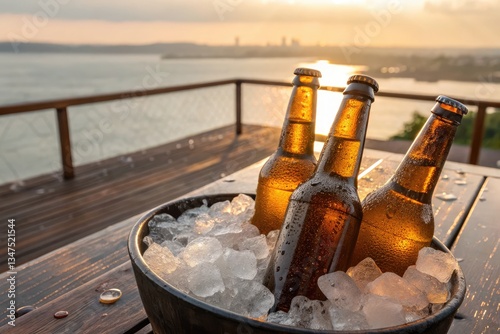 Relaxing Evening With Chilled Beverages by the Waterfront Generative AI