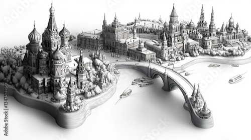 Moscow Kremlin and Red Square: A Penciled Masterpiece