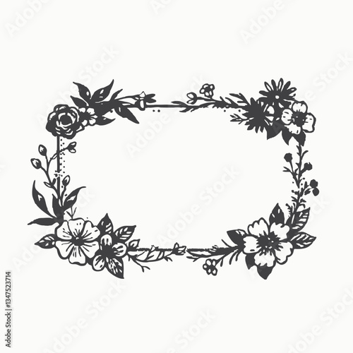 Pattern, border, frame of Nature leaves, flowers and branches. Isolated vector illustration