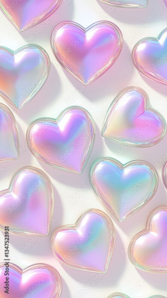 3D Pastel Hearts With Soft Tones And Rounded Shapes in a Delicate Look And Repeating Pattern Style 3D Pastel Hearts With Soft Tones And Rounded Shapes in a Delicate Look And Repeating Pattern Style