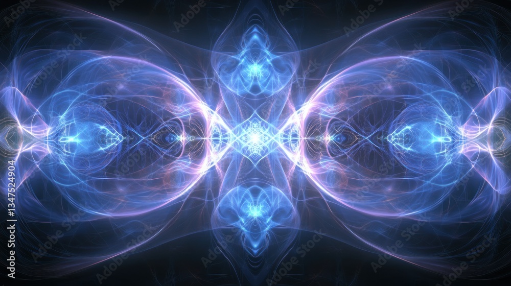 Fototapeta premium Abstract blue and pink fractal light pattern.