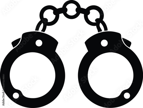 Handcuff icon vector, handcuff black silhouette