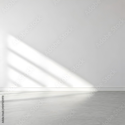  A modern empty room with soft natural lighting and gentle shadows, white walls, and a smooth concrete floor , AI Generated