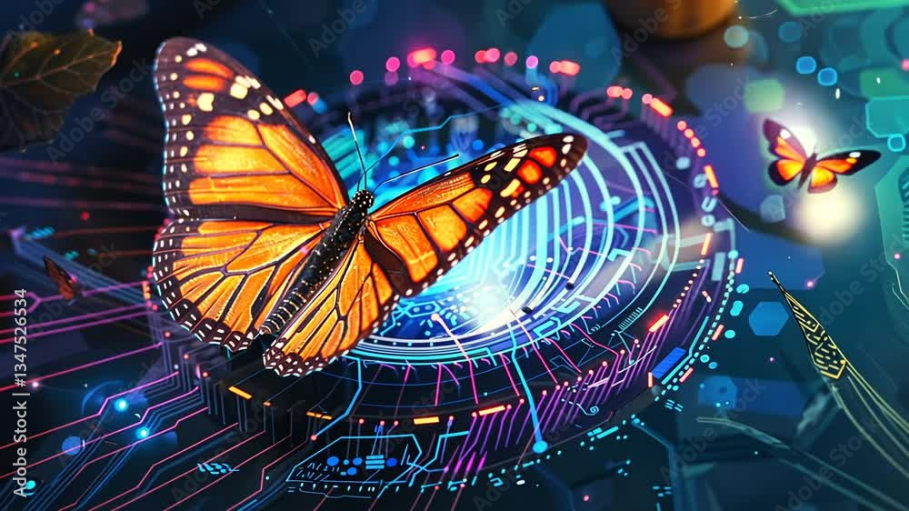 Leuchtender Schmetterling mit digitalem Lichteffekt