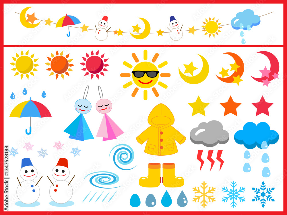 天気■お天気素材のイラストセット 天気■お天気素材のイラストセット