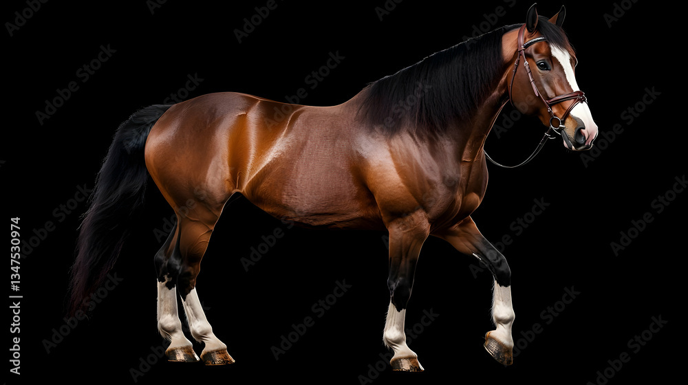 Obraz premium Brown Horse In Profile View With Black Mane