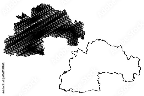 Dnipropetrovsk Oblast (Administrative divisions of Ukraine, Oblasts of Ukraine) map vector illustration, scribble sketch Sicheslav Oblast map