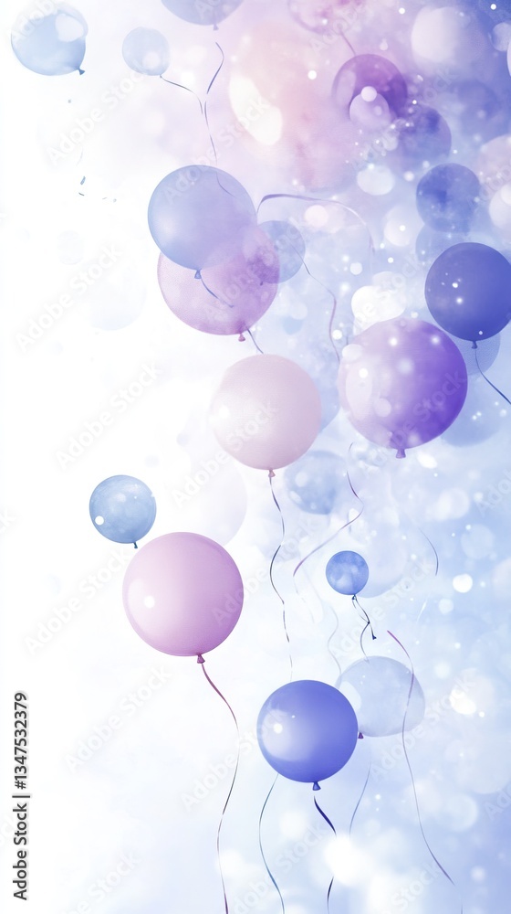 Pastel balloons floating in a dreamy sky with bokeh effects. Wallpaper Pastel balloons floating in a dreamy sky with bokeh effects. Wallpaper