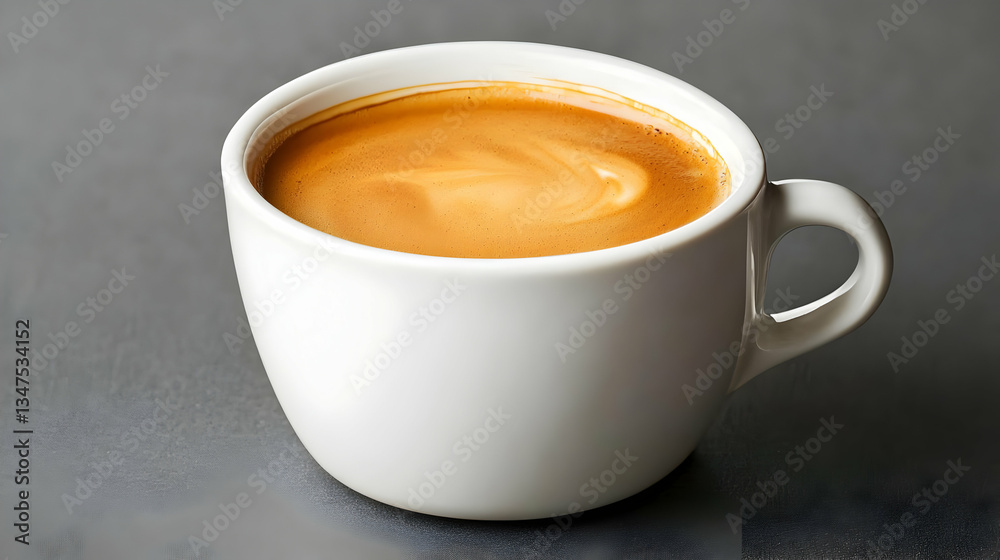 Espresso Coffee In White Cup On Gray Background Espresso Coffee In White Cup On Gray Background
