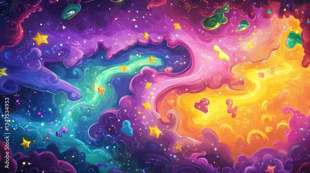 Fototapeta premium Cosmic Cloud Swirls in a Colorful Galaxy