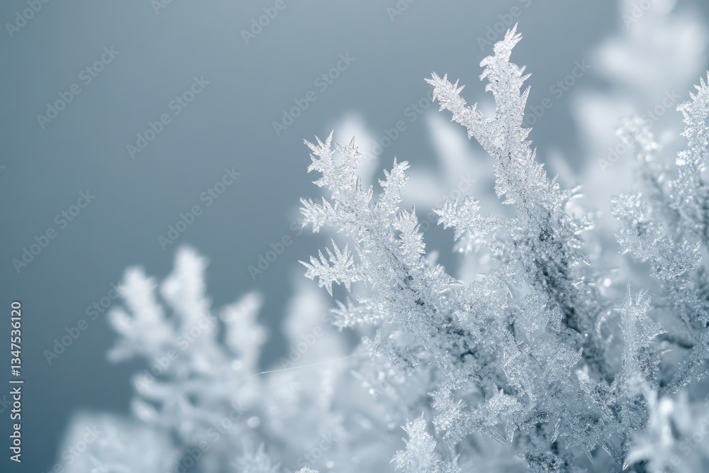 Intricate ice crystals adorn a winter branch, showcasing nature's stunning artistry in frozen detail. Intricate ice crystals adorn a winter branch, showcasing nature's stunning artistry in frozen detail.