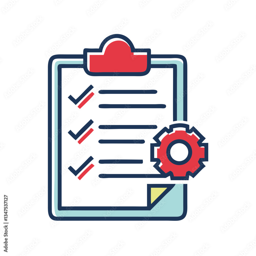 Assignment Checklist with Gear Icon Symbolizing Online Course  