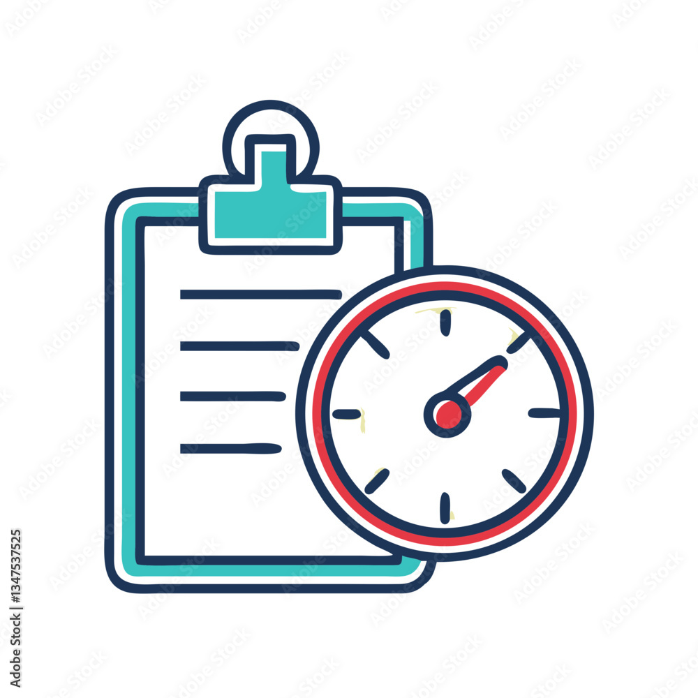 Exam Timer Icon with Clipboard and Clock Exam Timer Icon with Clipboard and Clock