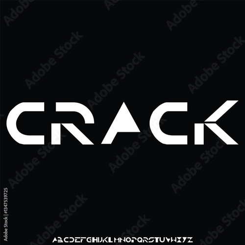 Bold sans serif display font vector with cracked texture