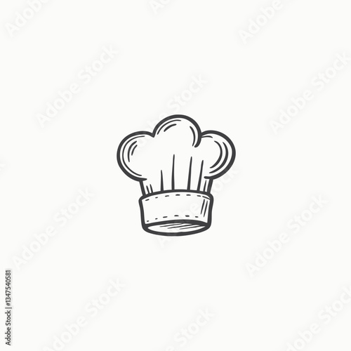 Happy chef in hat. Smiling middle aged male cook. minimalist head logo, Icon, element. Vector illustration