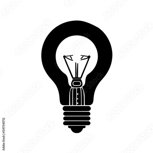 Minimalist black silhouette of a light bulb with glowing filament symbolizing innovation
