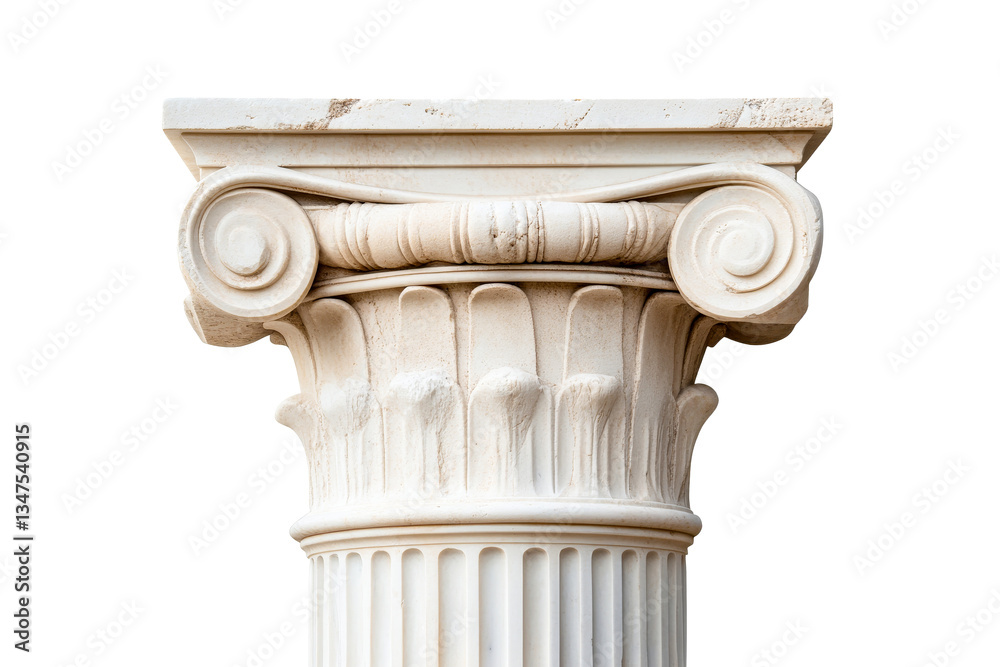 Ancient Ionic column, detail, architectural element, marble, cut out transparent Ancient Ionic column, detail, architectural element, marble, cut out transparent