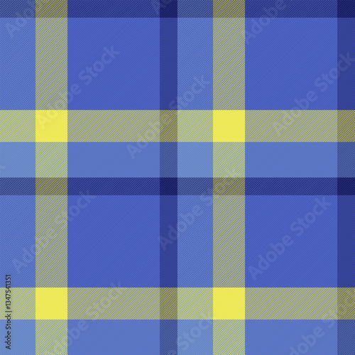 Vibrant blue and yellow plaid pattern.  Perfect for textile design, apparel, website backgrounds, or any project needing a cheerful, geometric texture.