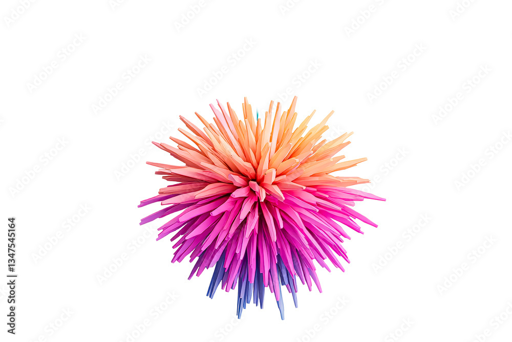 Spiky sphere of iridescent multicolored spikes, cut out transparent Spiky sphere of iridescent multicolored spikes, cut out transparent