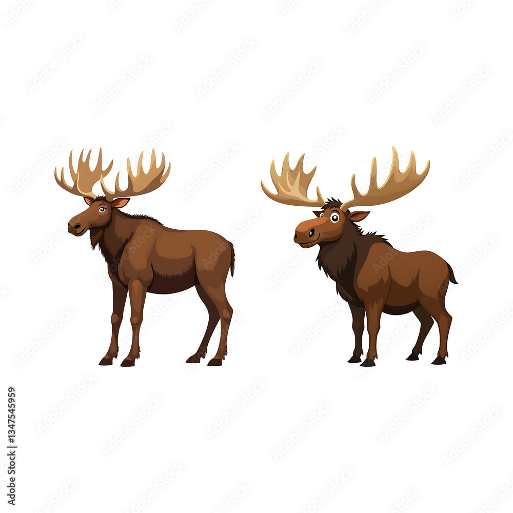 Fototapeta premium Moose Illustration Wildlife Animal Clipart Forest Mammal Art 