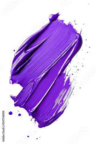 PNG purple paint brush stroke with splashes isolated on a transparent background