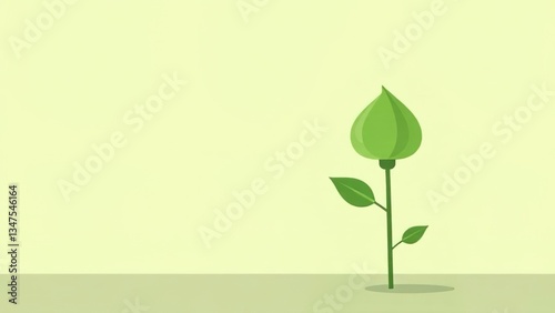 Green plant on soft background. Copy space.