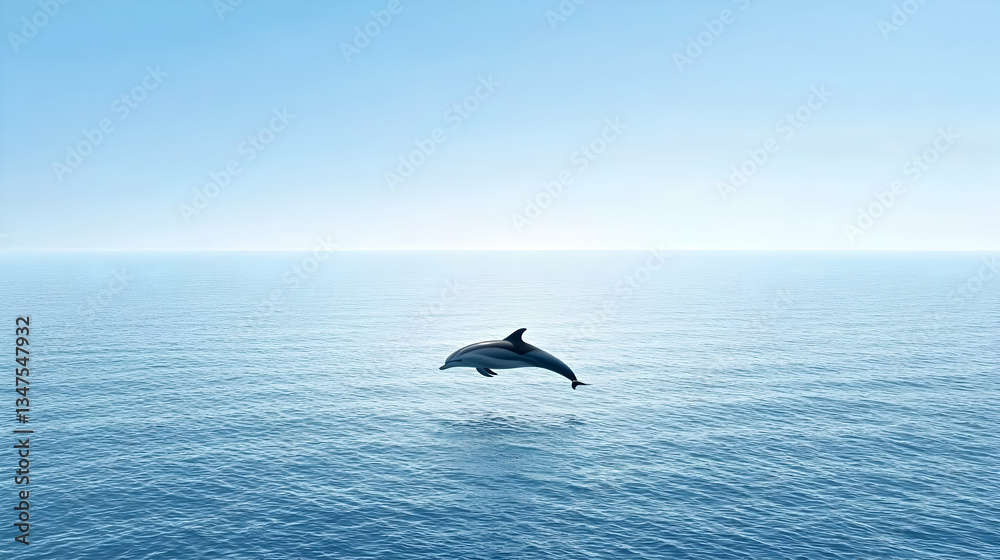 Fototapeta premium Dolphin Leaping In Calm Ocean Waters