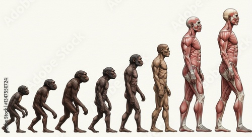 Human Evolution: A Visual Representation of Gradual Physical Changes