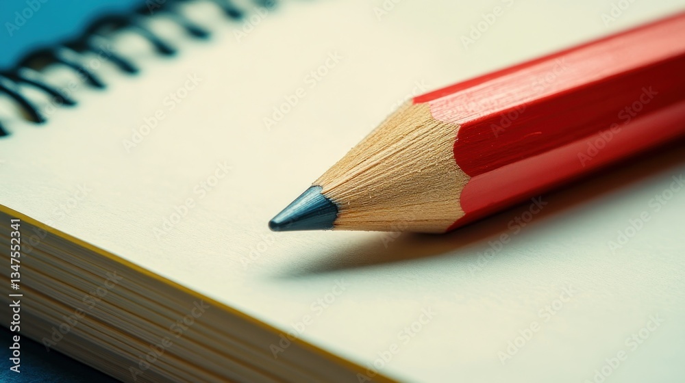 Fototapeta premium Red Pencil on Notebook