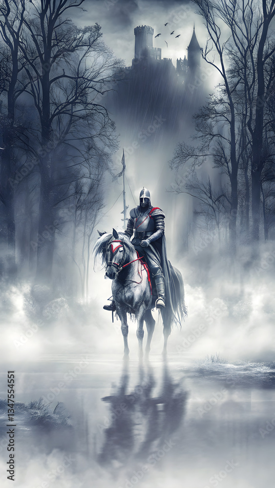 Naklejka premium A mysterious dark knight black crimson armo